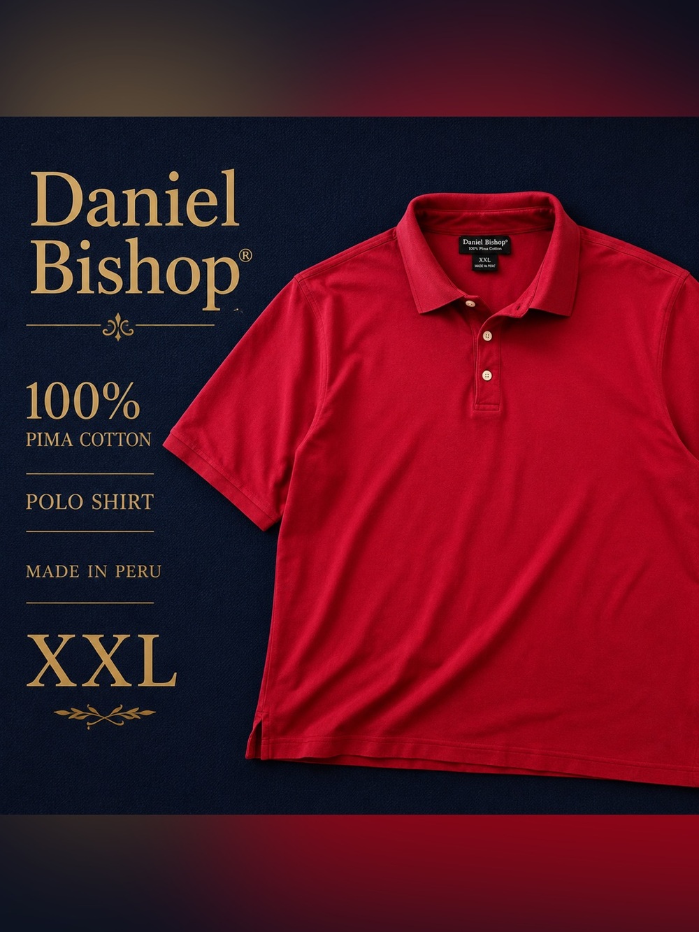 Daniel Bishop Men's Red Pima Peruvian Cotton Polo - Classic Fit XXL